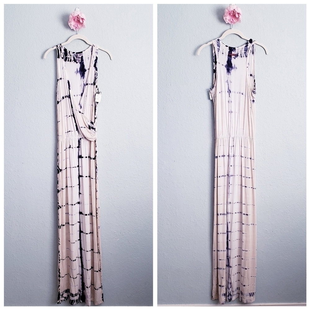 Hard Tail White & Blue Tie Dye Maxi Dress